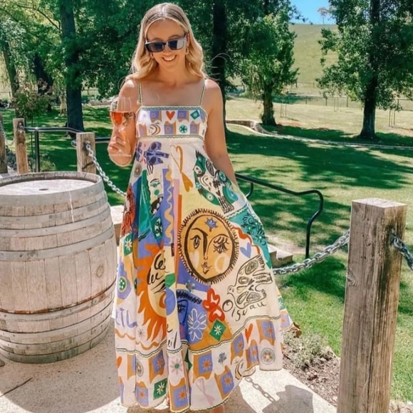 Soleil Print Linen Midi Sundress - Picture 10 of 10